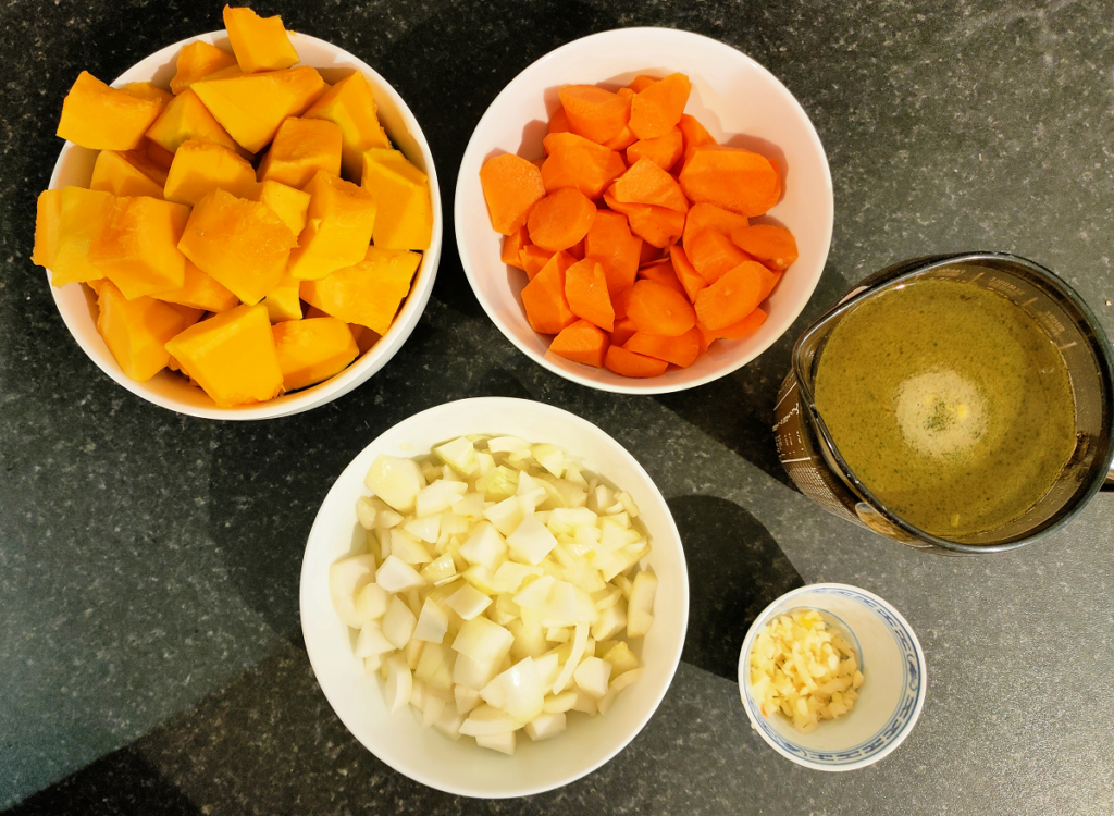 Pumpkin and Carrot soup ingredients